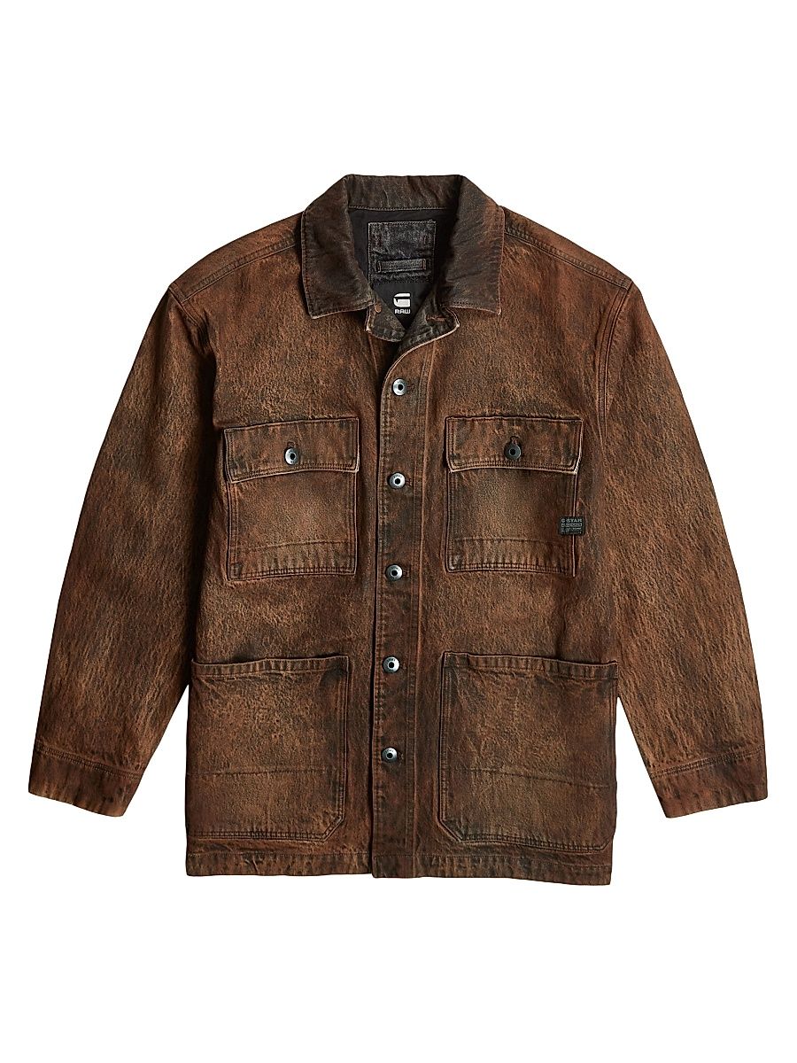 Men's Denim Chore Jacket - Faded Cognac Skin - Size XXL