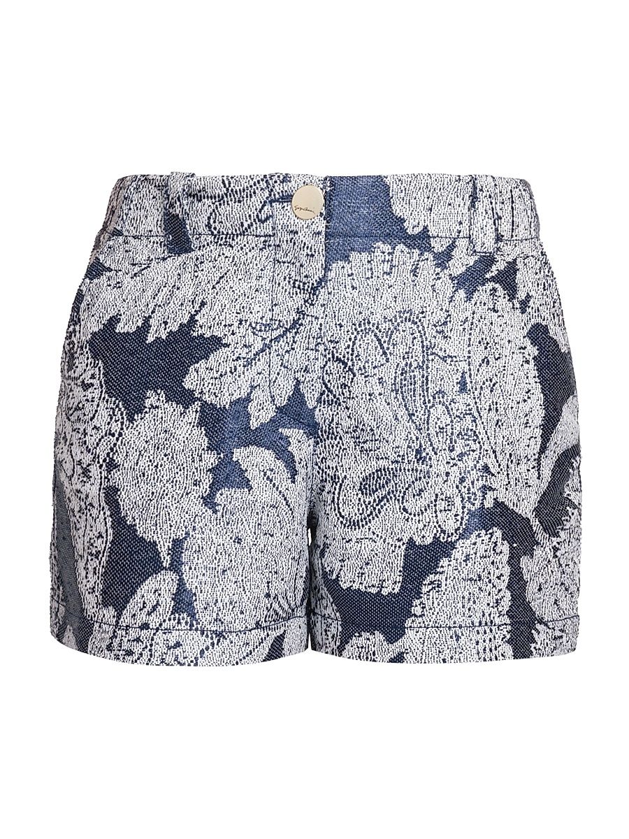 Women's Floral Jacquard Shorts - Navy - Size 6