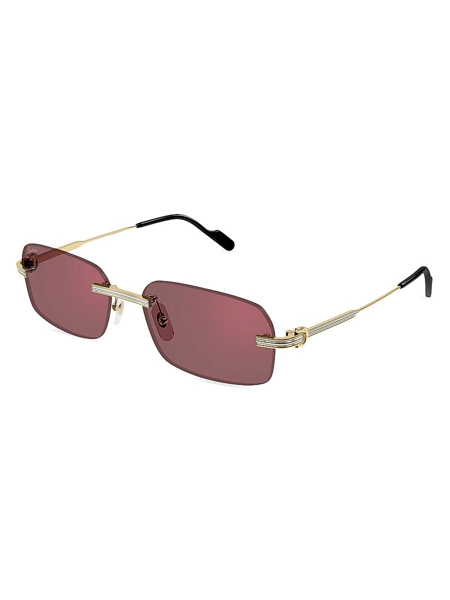 Men's Première De Cartier 58MM Rimless Rectangular Sunglasses - Gold