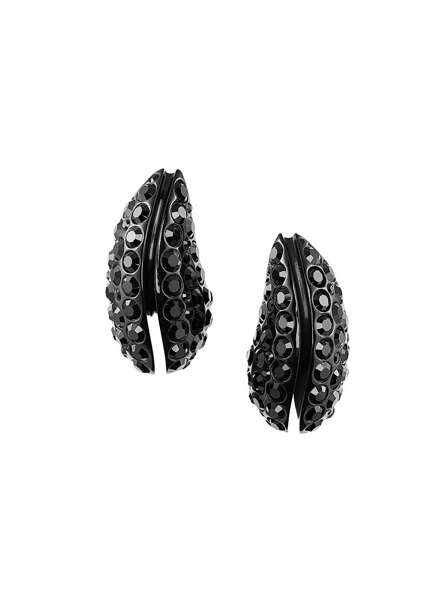 Women's Wave Black Cubic Zirconia Drop Earrings - Black