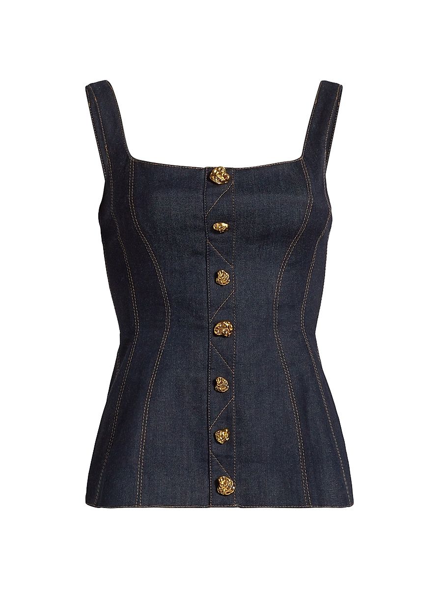 Women's Corset Seam Denim Tank - Indigo - Size 10