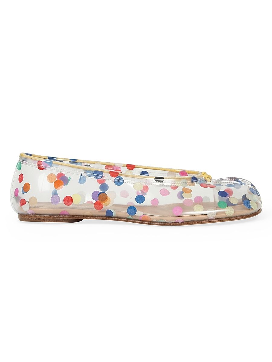 Women's Tabi Polka Dot Ballet Flats - Transparent Multicolor - Size 11
