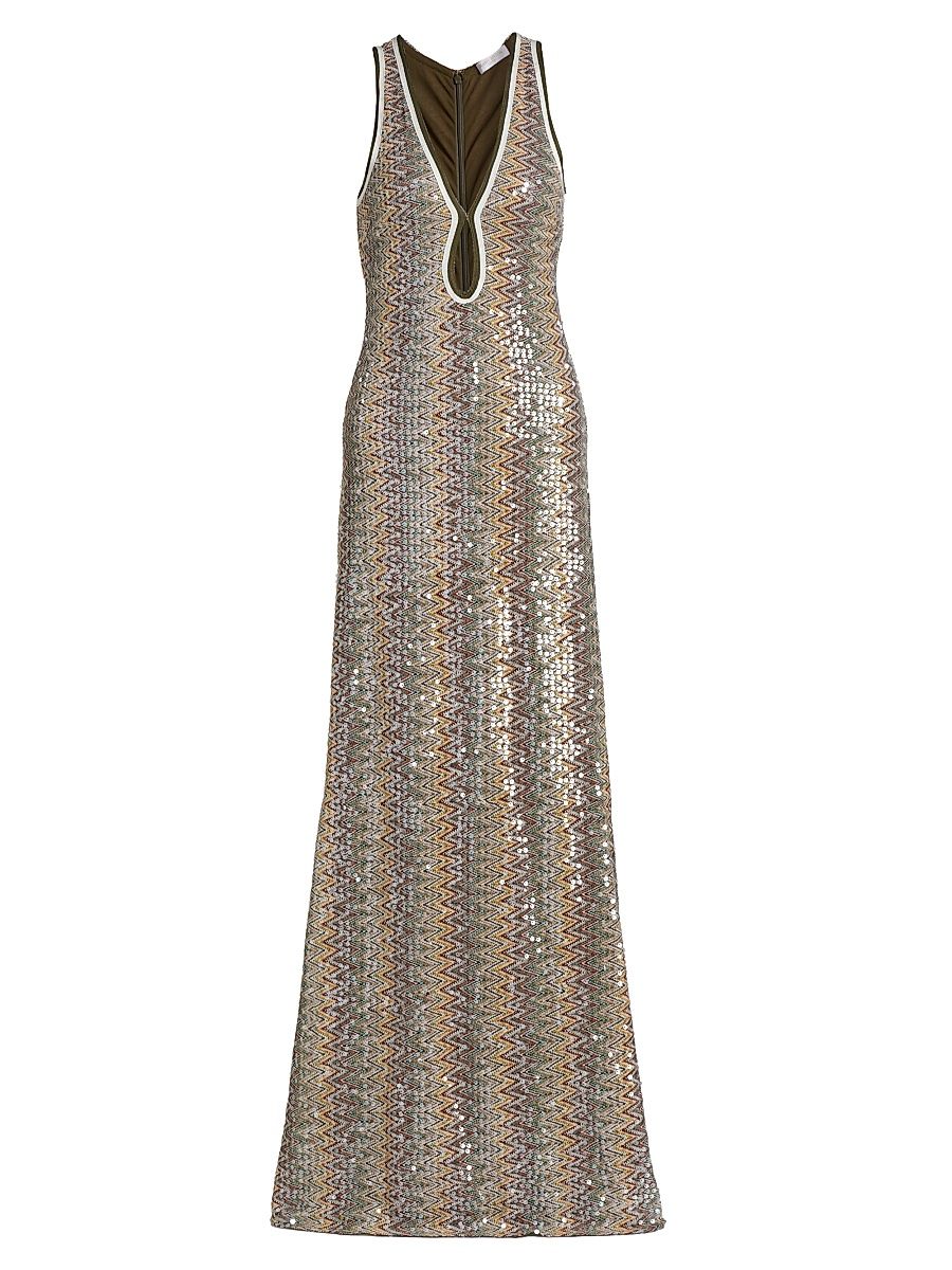 Women's Lilia Sequin Chevron Knit Maxi Dress - Boca Sequin - Size XL