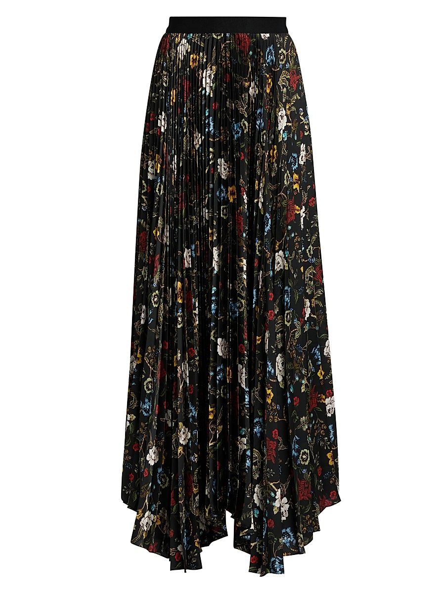 Women's Katz Floral Pleated Maxi Skirt - Tapestry Trails Black - Size 4