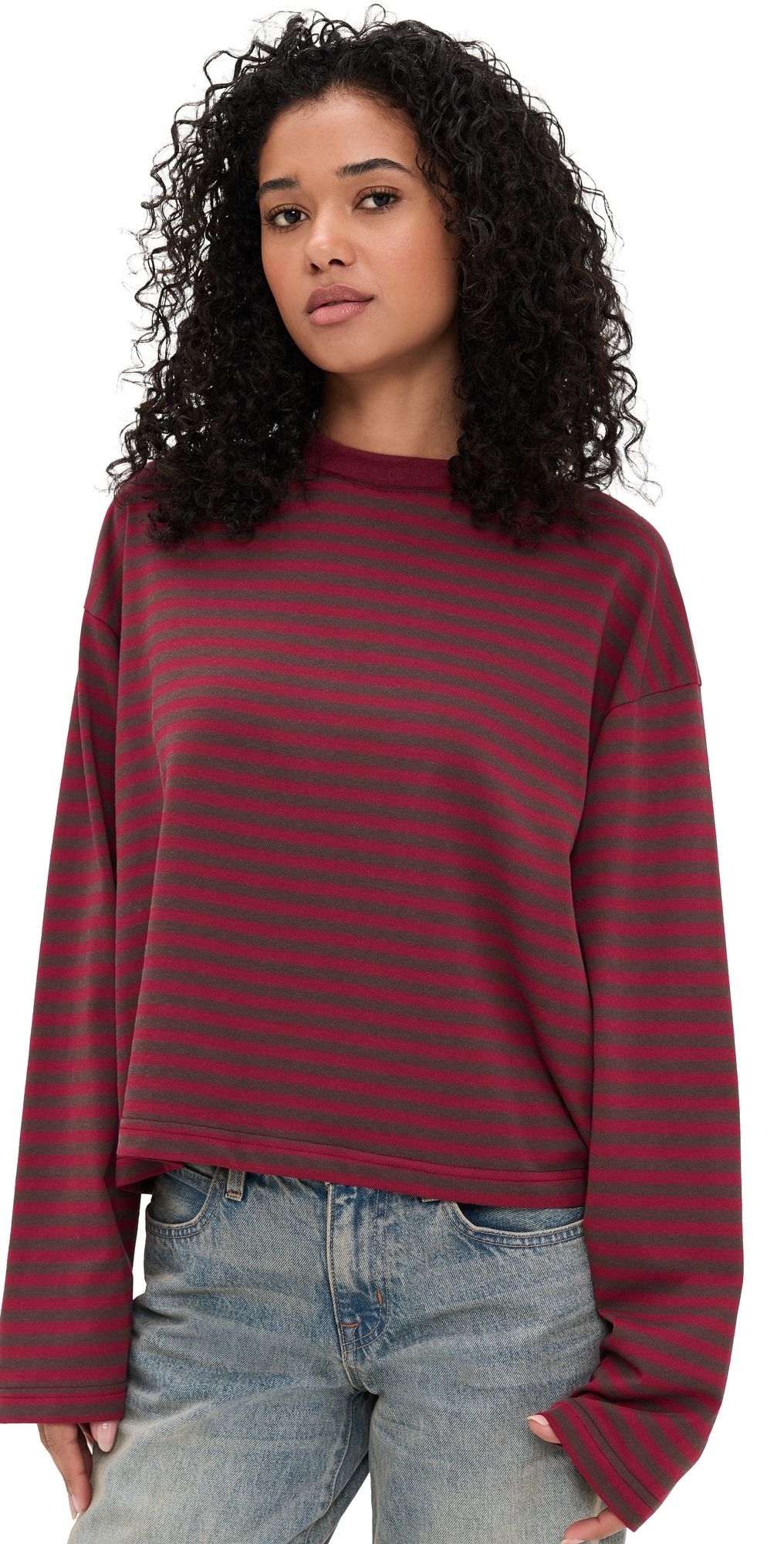 Lioness Bloom Long Sleeve Tee Chocolate Wine Stripe S