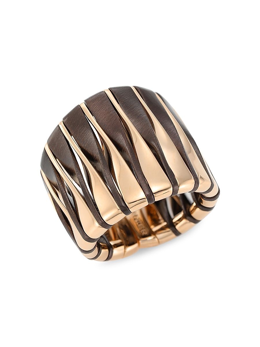 Women's Coucher Du Soleil 18K Rose Gold & Bronze Tapered Ring - Rose Gold Bronze - Size 6.75