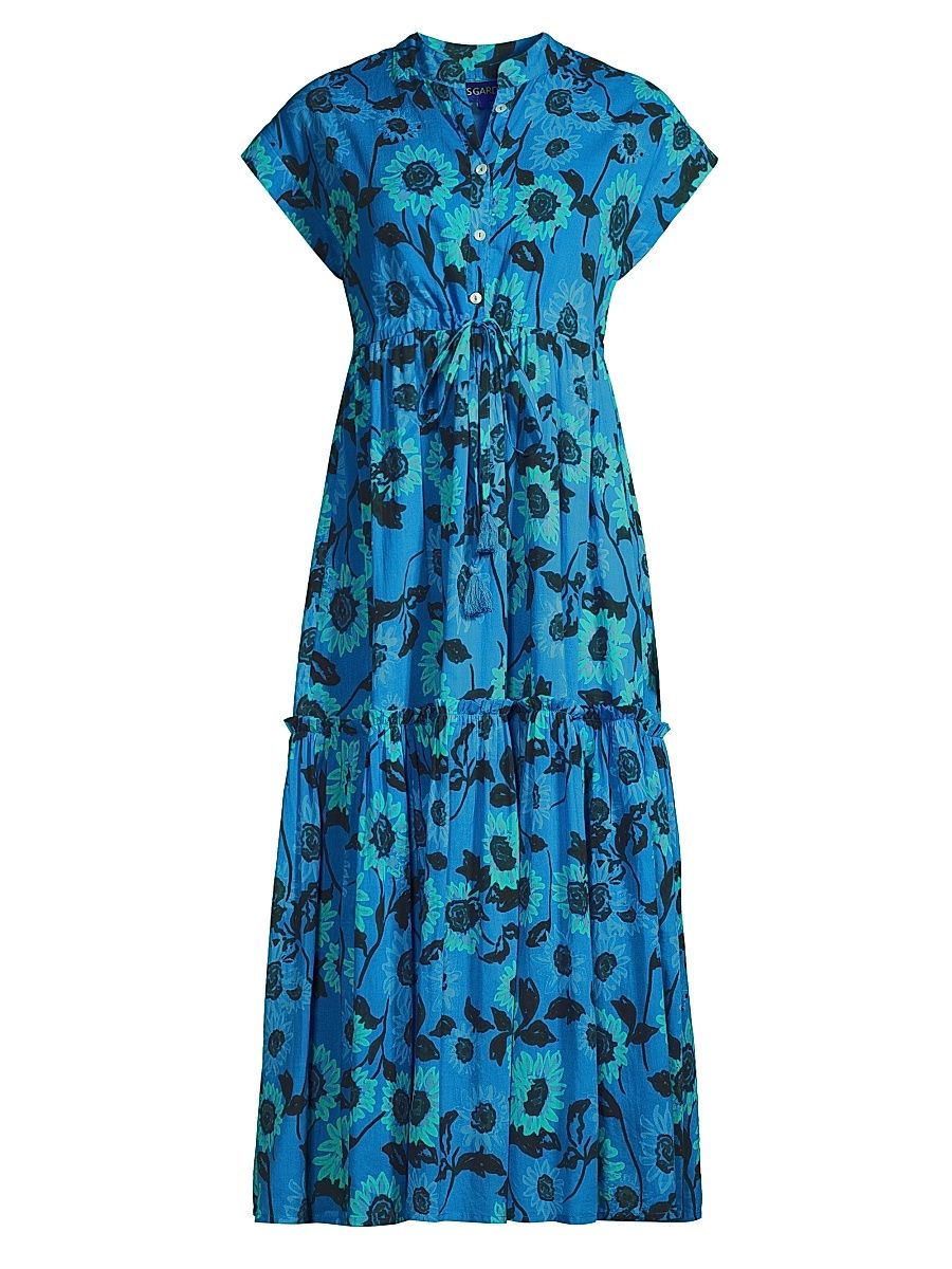 Women's Mumi Cap Sleeve Midi-Dress - Blue Ortensia - Size Small