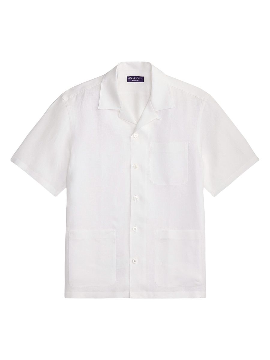 Men's Patch Pocket Linen Camp Shirt - Optic White - Size XXL