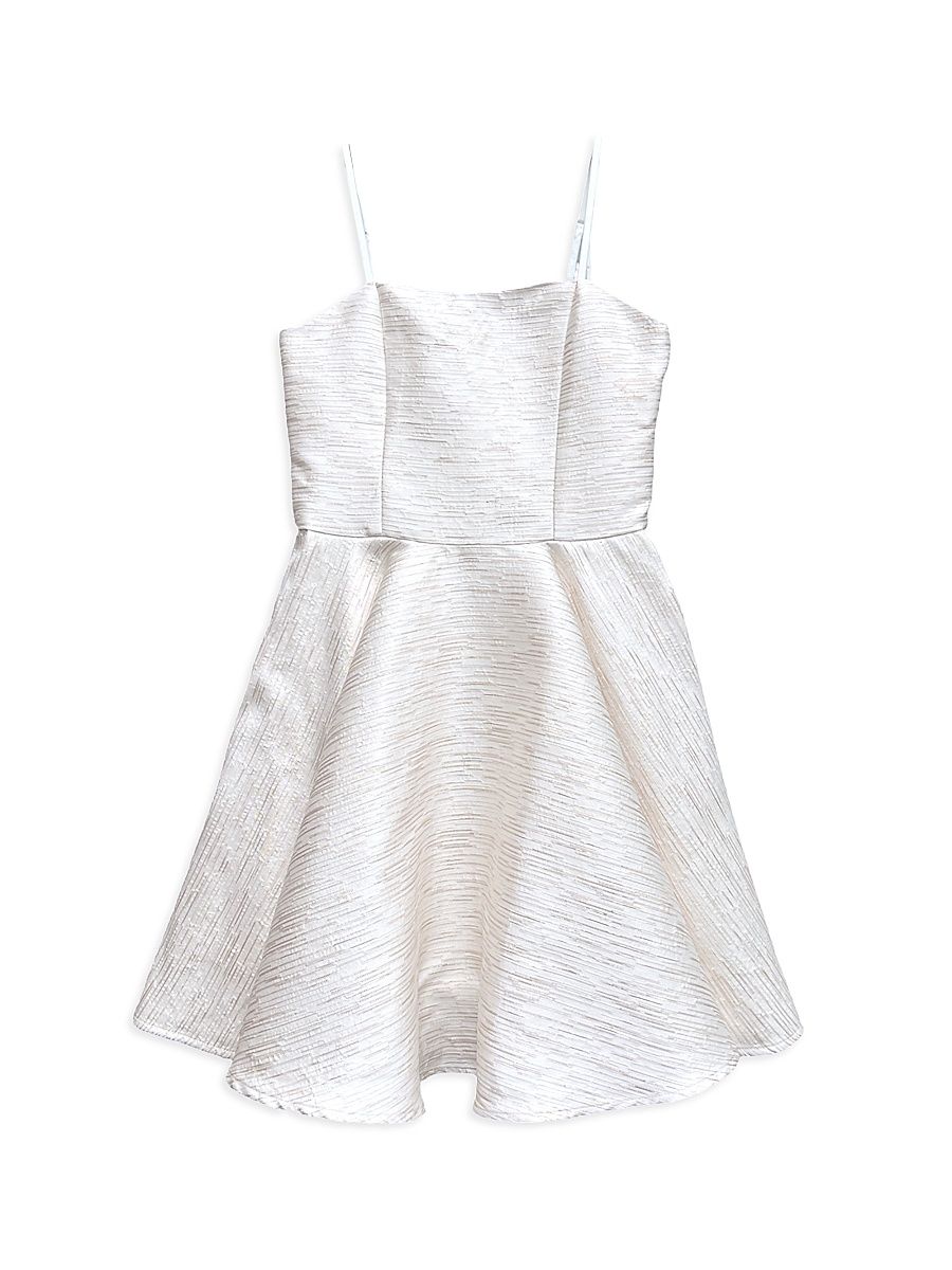 Girl's Satin Fit & Flare Dress - Ivory - Size 8