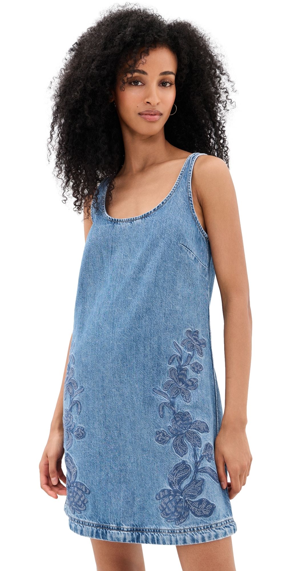 Madewell Floral Embroidery Dress Worn Mid Indigo M