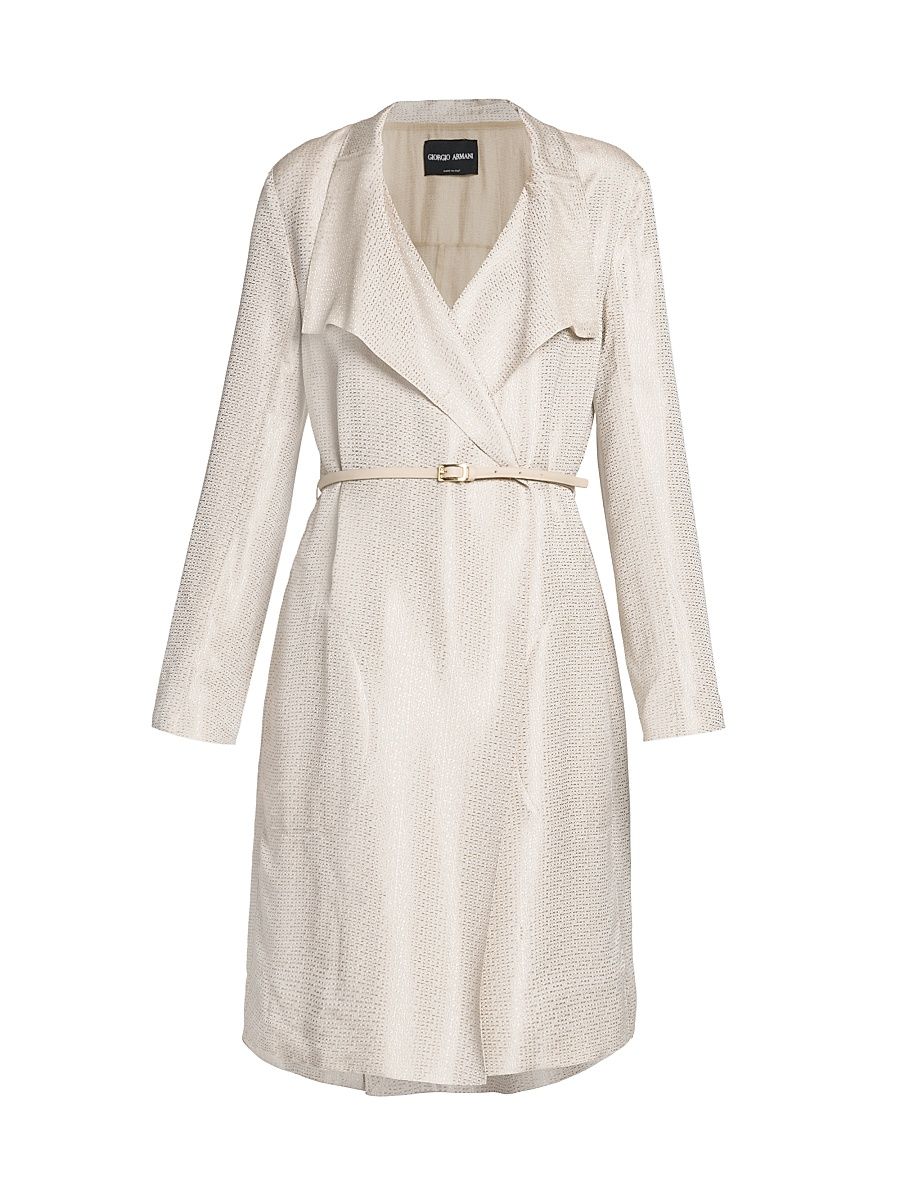 Women's Belted Metallic Jacquard Jacket - Gold - Size 12