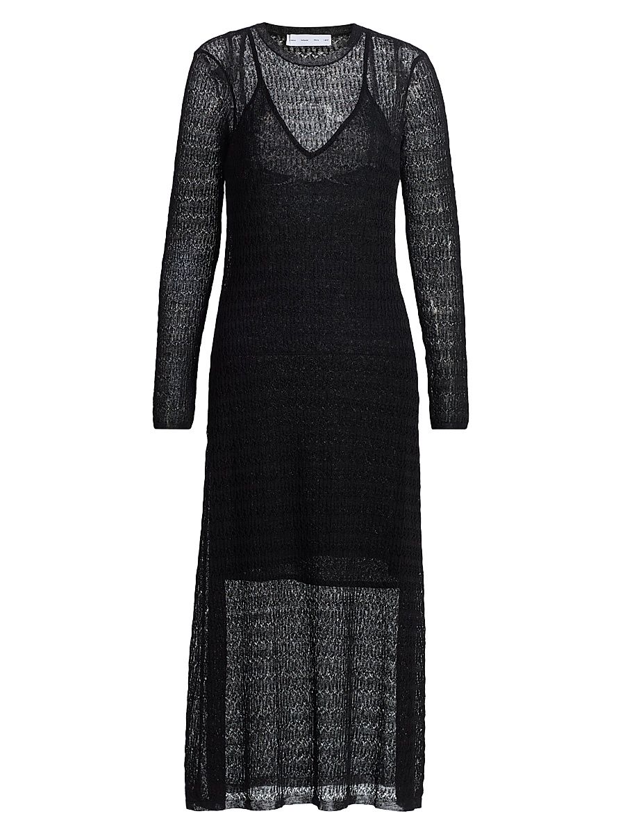 Women's Miriam Sheer Crochet Maxi Dress - Black - Size Medium