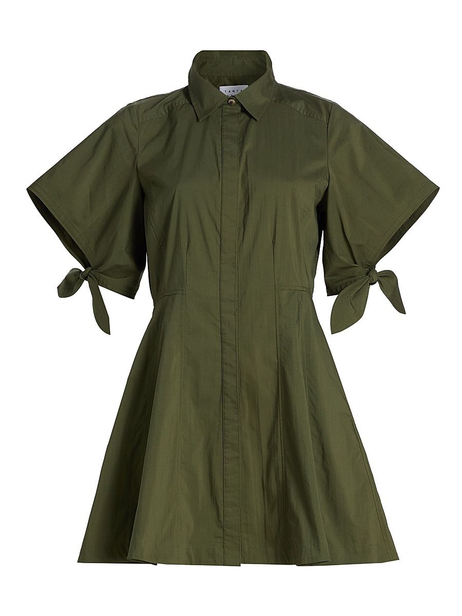Women's Corinna Cotton Mini-Shirtdress - Army - Size 0