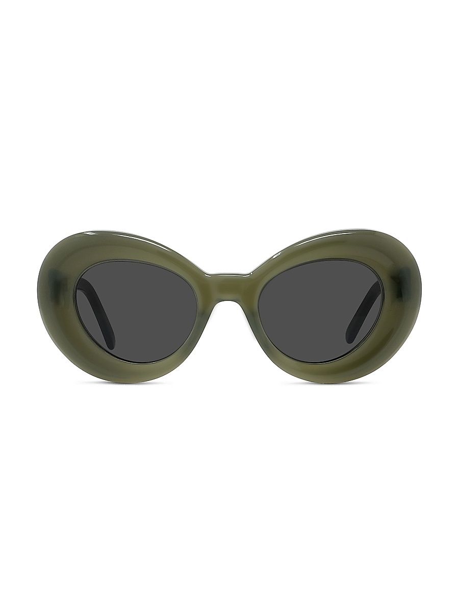 Men's Curvy 47MM Butterfly Sunglasses - Dark Green Smoke