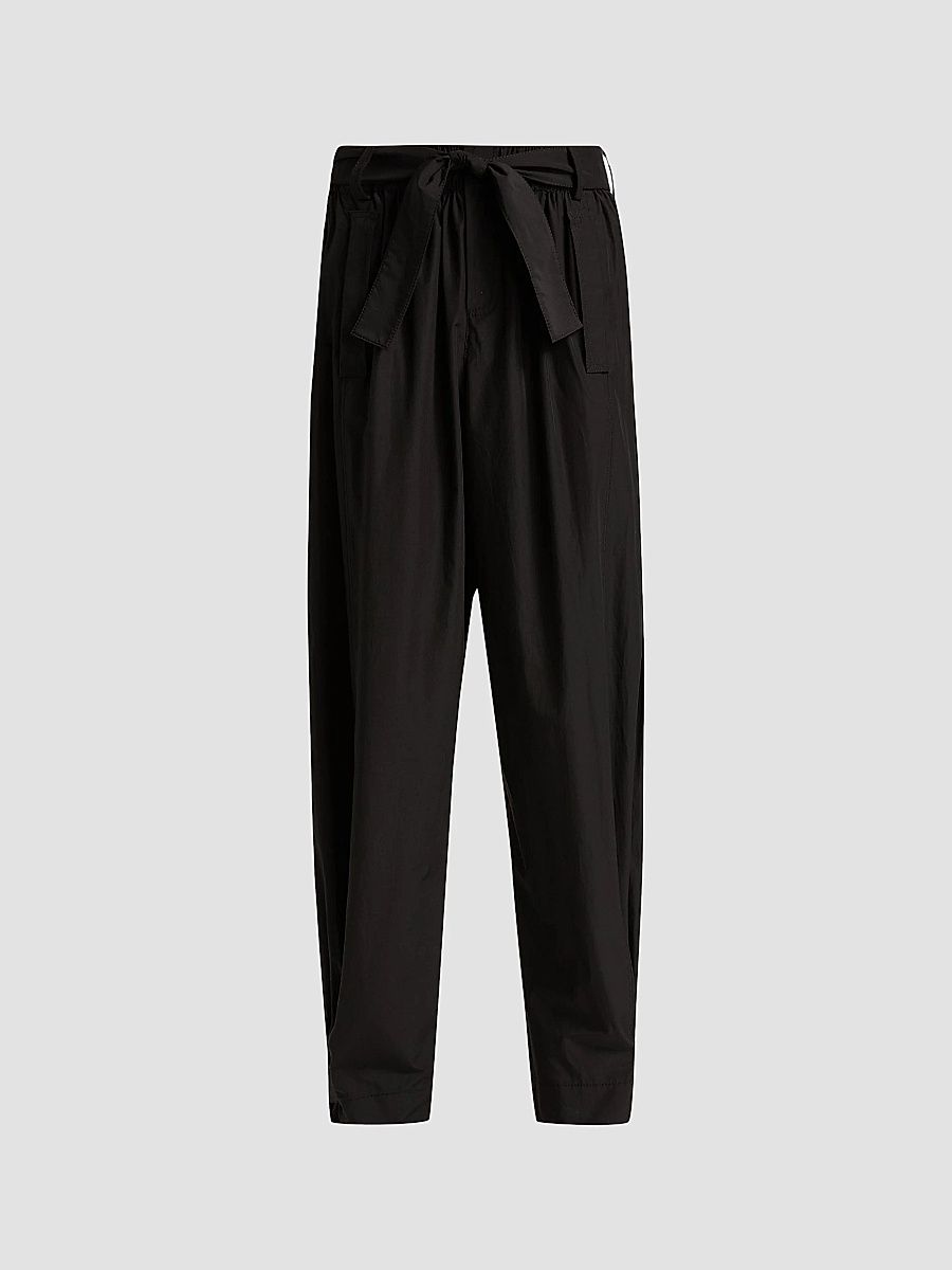 Derek Lam 10 Crosby Women's Connor Cotton-Poplin Tapered Self-Belt Pants - Black - Size Small