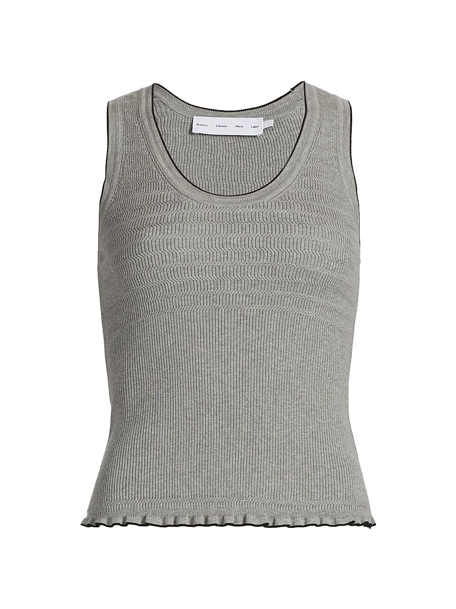 Women's Eloise Cotton Knit Top - Pale Grey Melange - Size Large