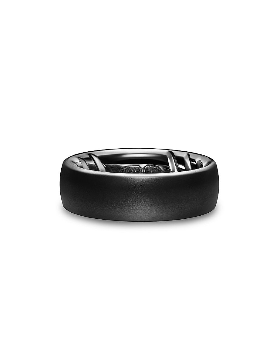 Men's Streamline Band Ring in Black Titanium, 7.6MM - Black - Size 10