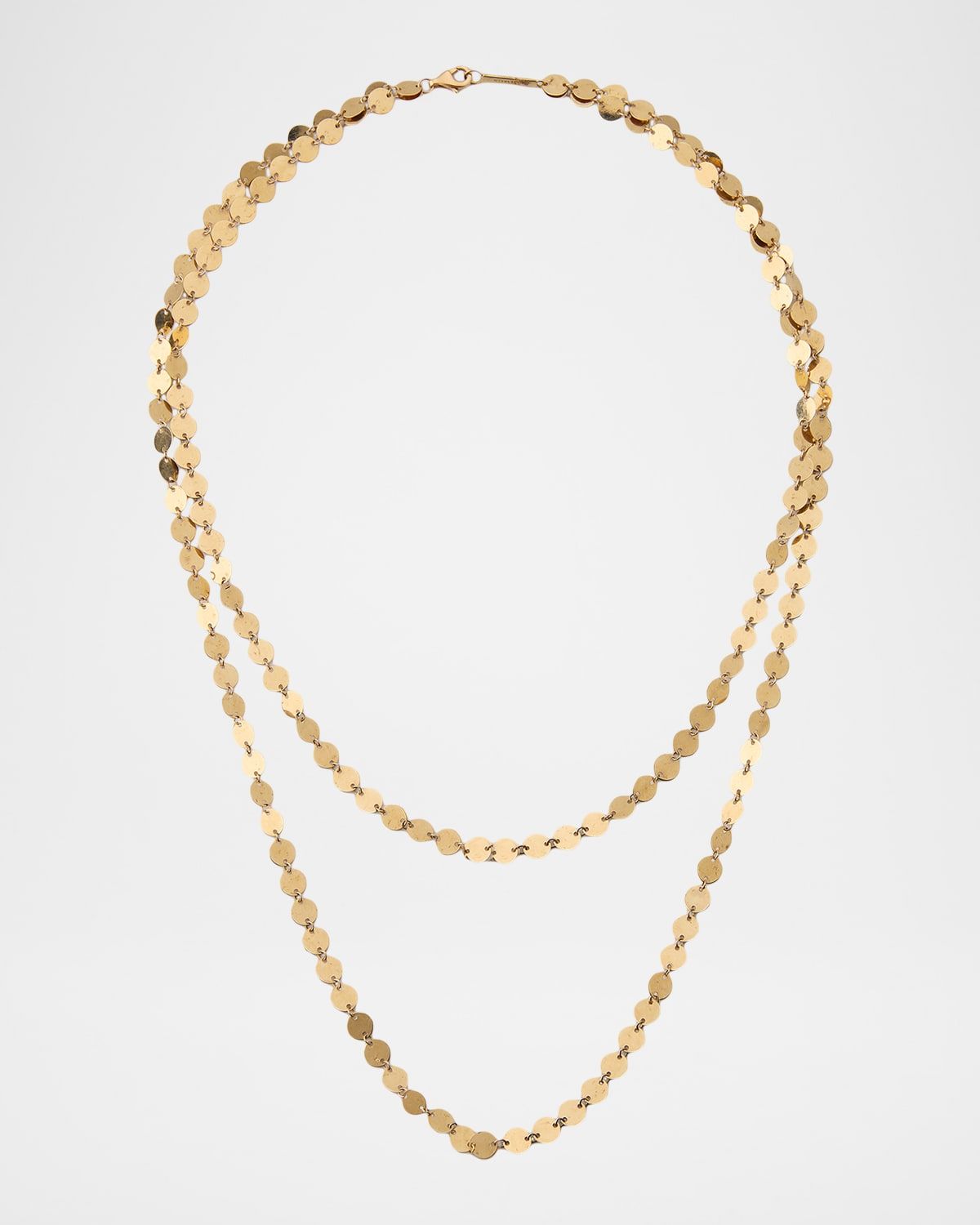 14K Gold Laser Disc Duo Chain Necklace