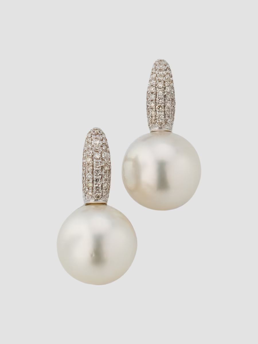 Women's 18K White Gold, South Sea Pearl & 0.48 TCW Diamond Drop Earrings - White Gold