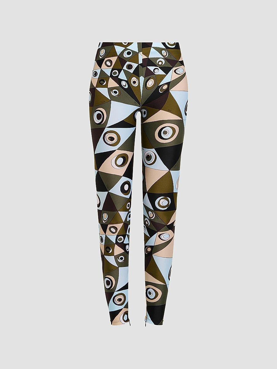 Pucci Women's L'Alba Printed Mid-Rise Leggings - Khaki Blue - Size XS
