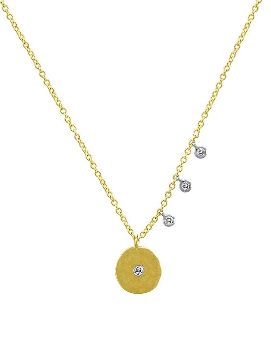 Women's 14K Gold & Diamond Disc Necklace - Yellow Gold