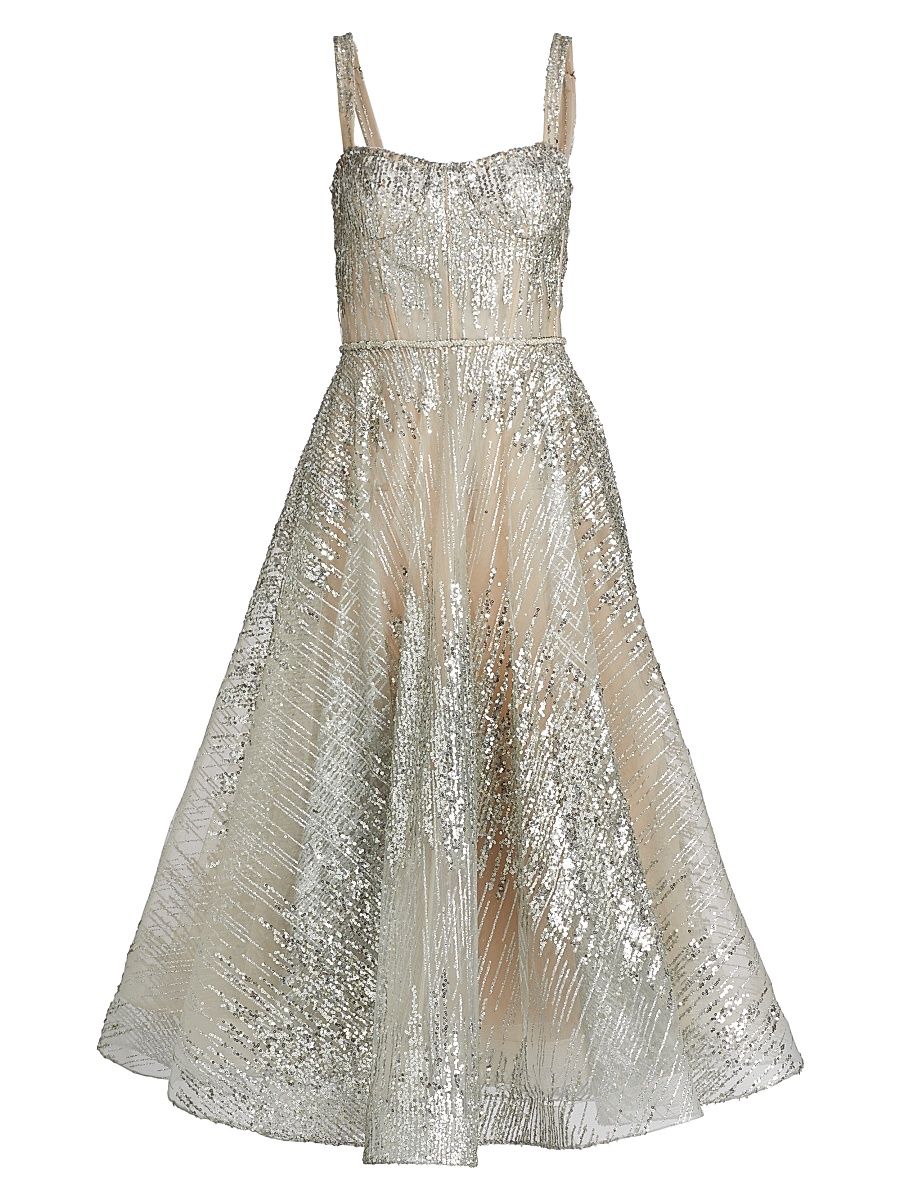 Women's Mademoiselle Fit & Flare Dress - Silver - Size XL