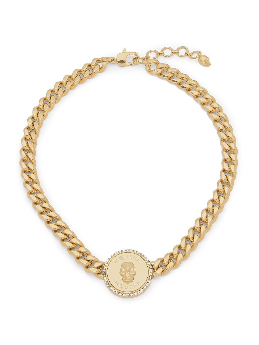 Women's Sovereign Goldtone & Crystal Skull Choker - Dark Marine