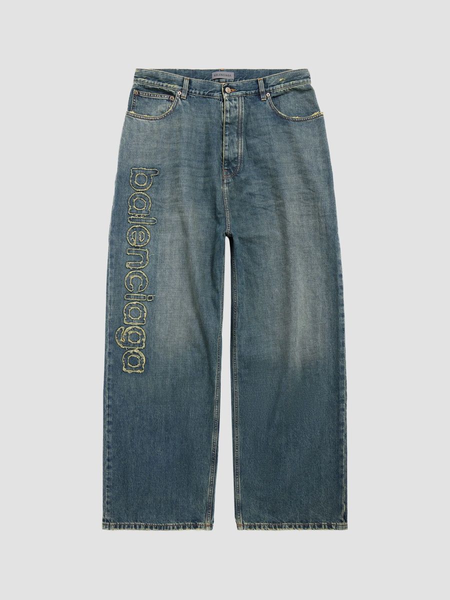 Balenciaga Men's Baggy Fit Jeans - Dirty Vintage Blue - Size XS