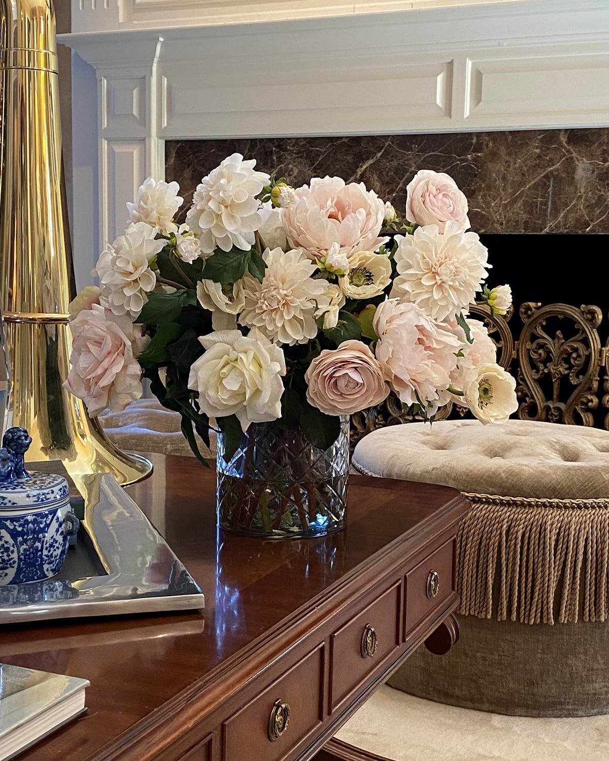 Cafe Au Lait Combo Faux Flowers in Vase