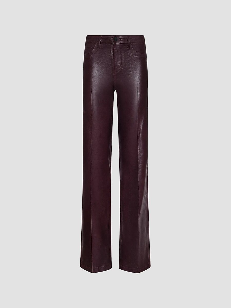 L'AGENCE Women's Clayton Coated High-Rise Wide-Leg Jeans - Deep Sangria Coated - Size 32