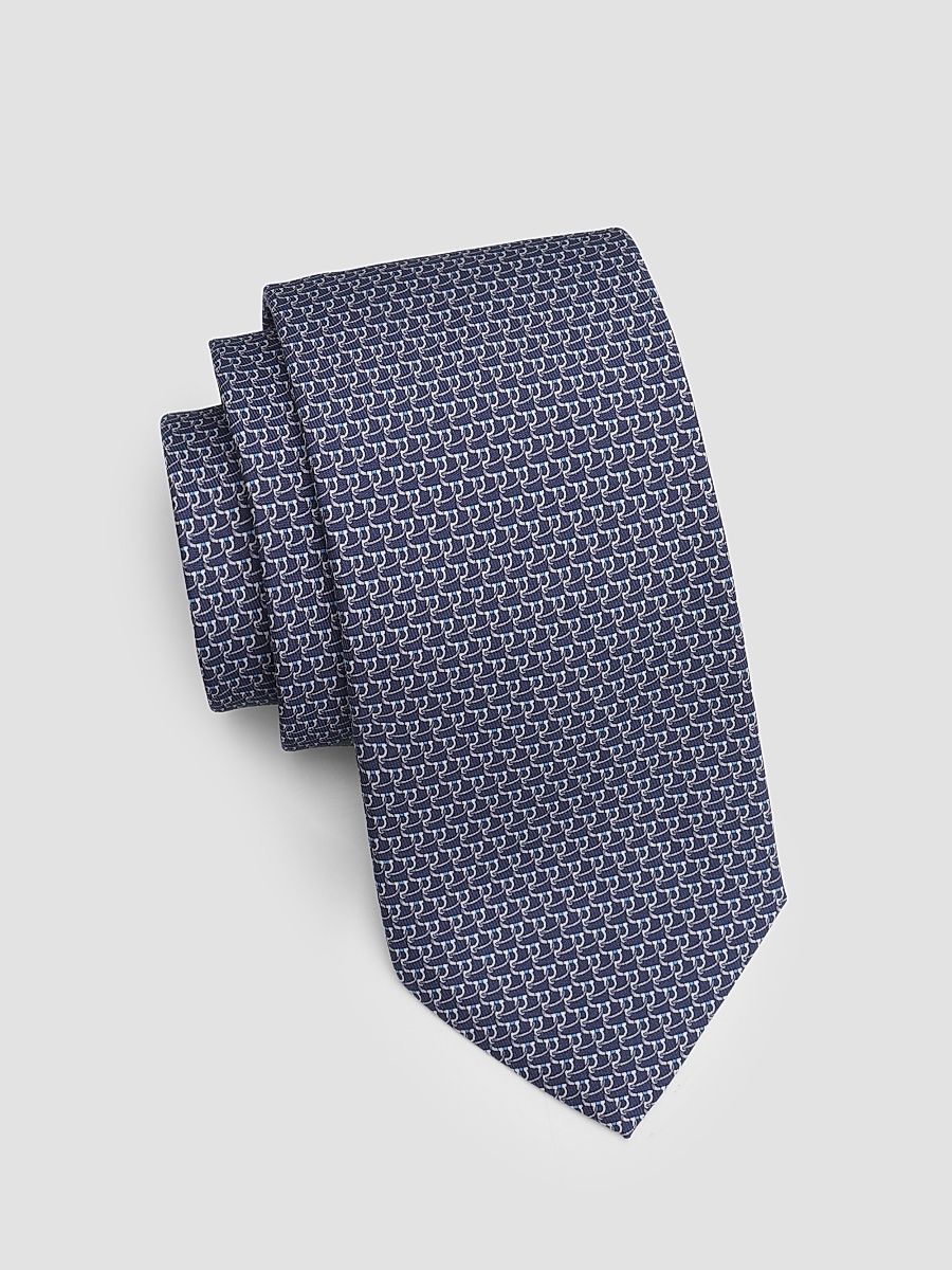 Men's Bingo Printed Silk Tie - Blue