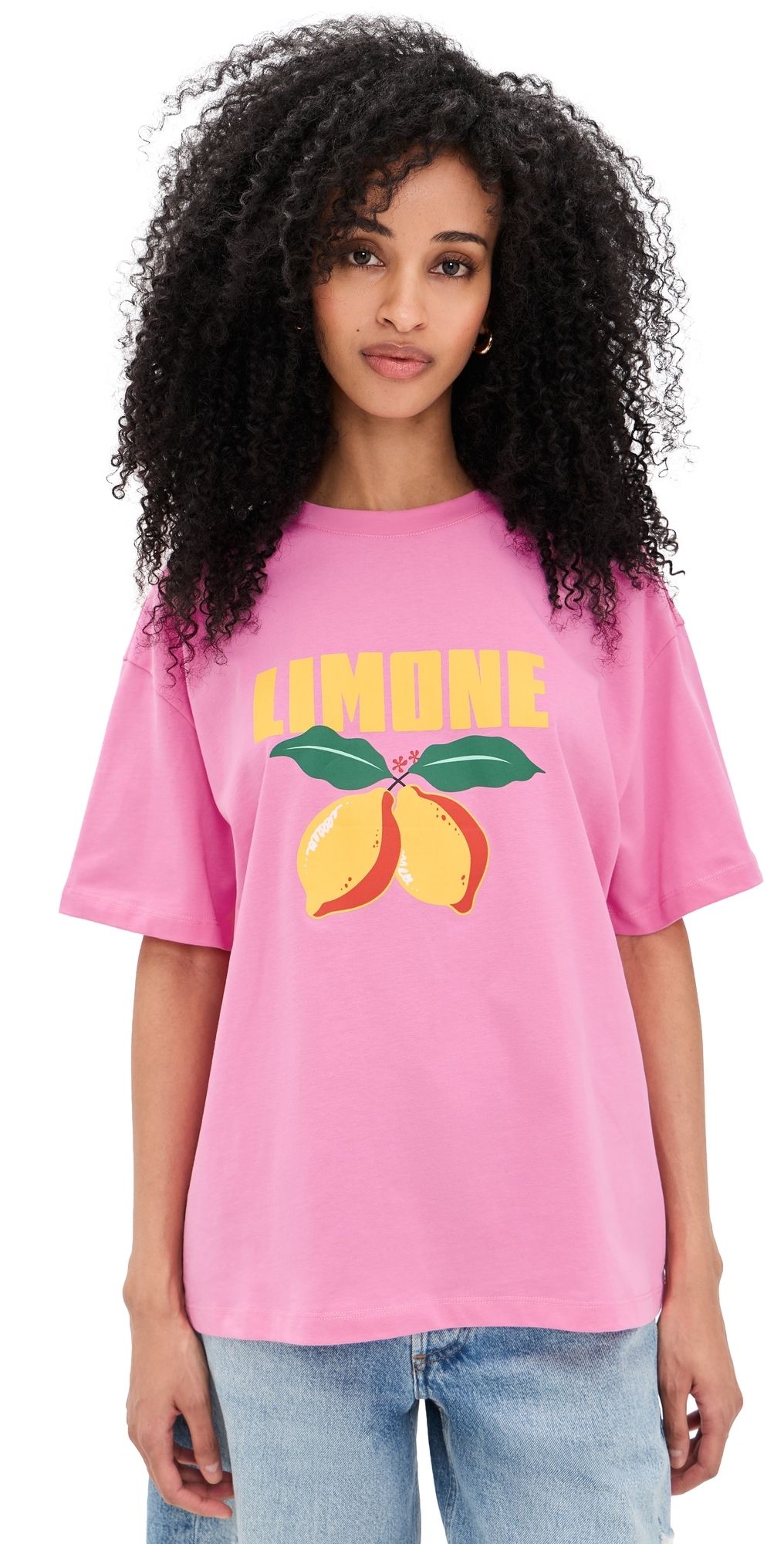 MINKPINK Limone Printed Tee Pink/Yellow S