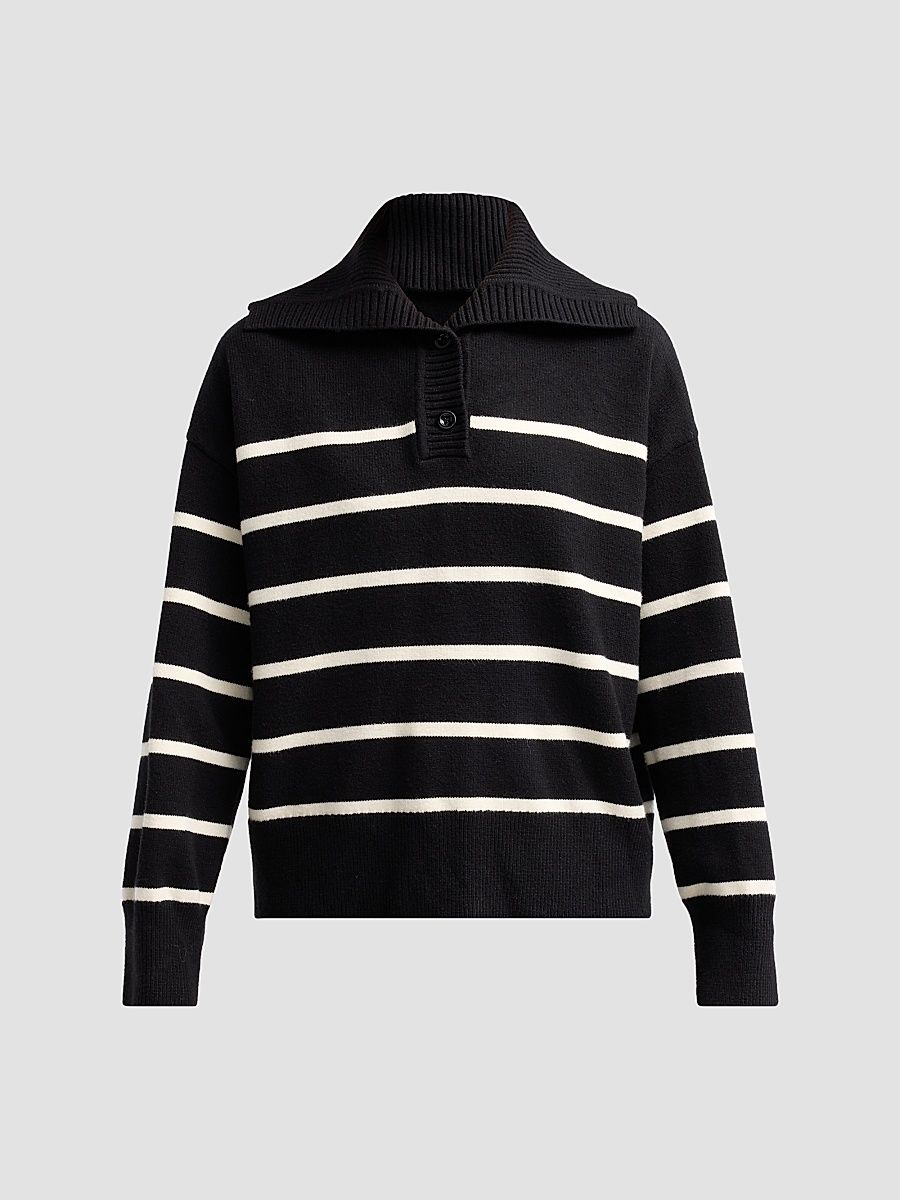 Women's The Easy Sailor Sweater - Black Stripe - Size XL