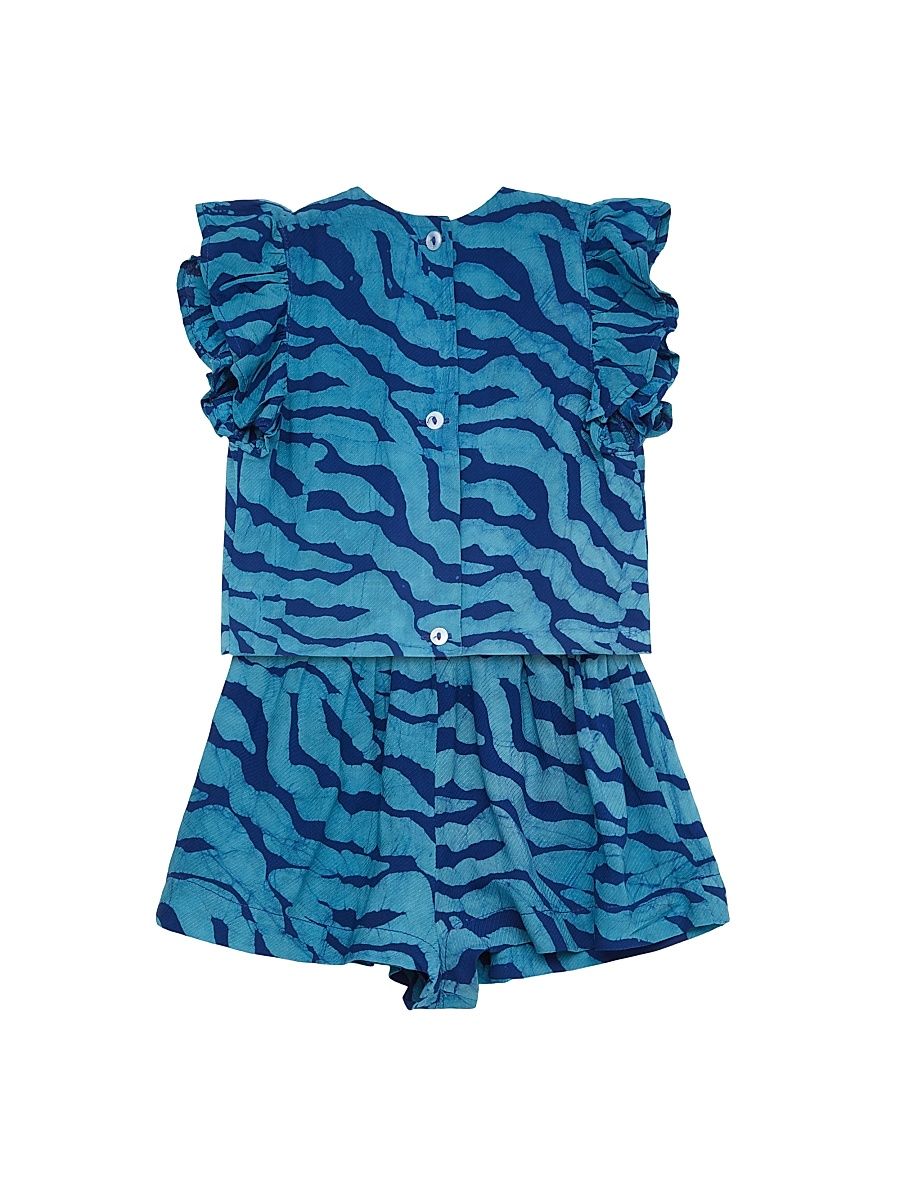Baby Girl's & Little Girl's Tolu 2-Piece Cotton Top & Shorts Set - Blue - Size 7