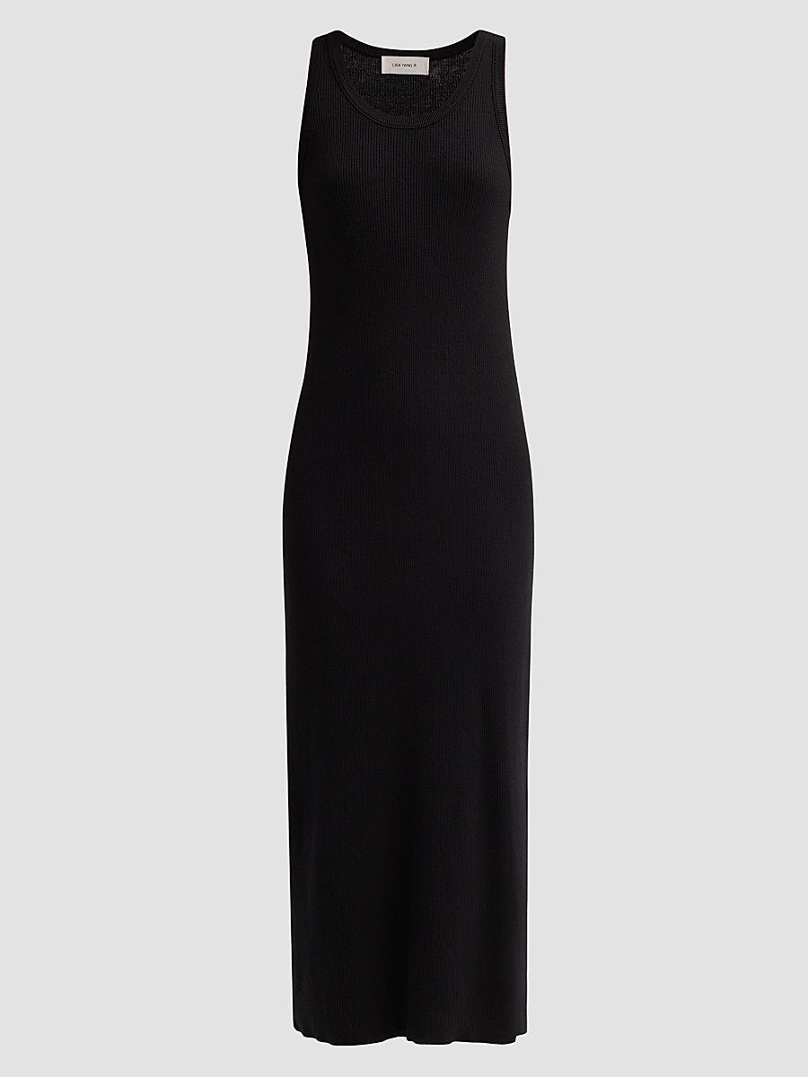 Women's Lexie Cotton-Cashmere Tank Midi Dress - Black - Size Medium