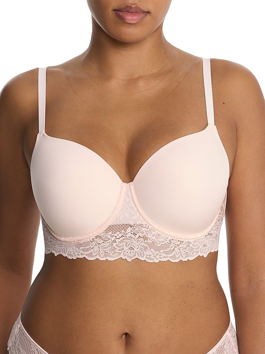 Natori Women's Heavenly Full Coverage Longline Lace T-Shirt Bra - Whisper Pink - Size 34DDD