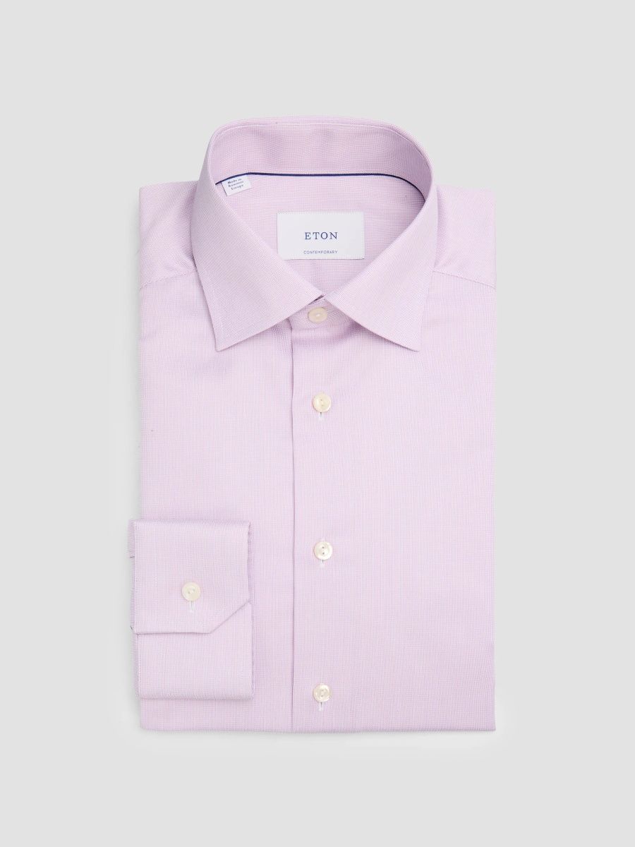 Eton Men's Dobby Contemporary-Fit Dress Shirt - Pink - Size 18