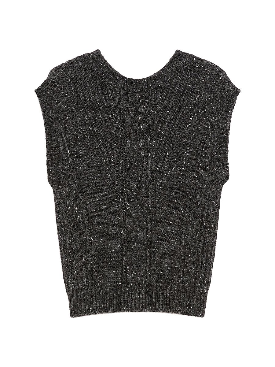 Women's Alpaca and Lurex Gilet - Dark Grey Lurex - Size Large