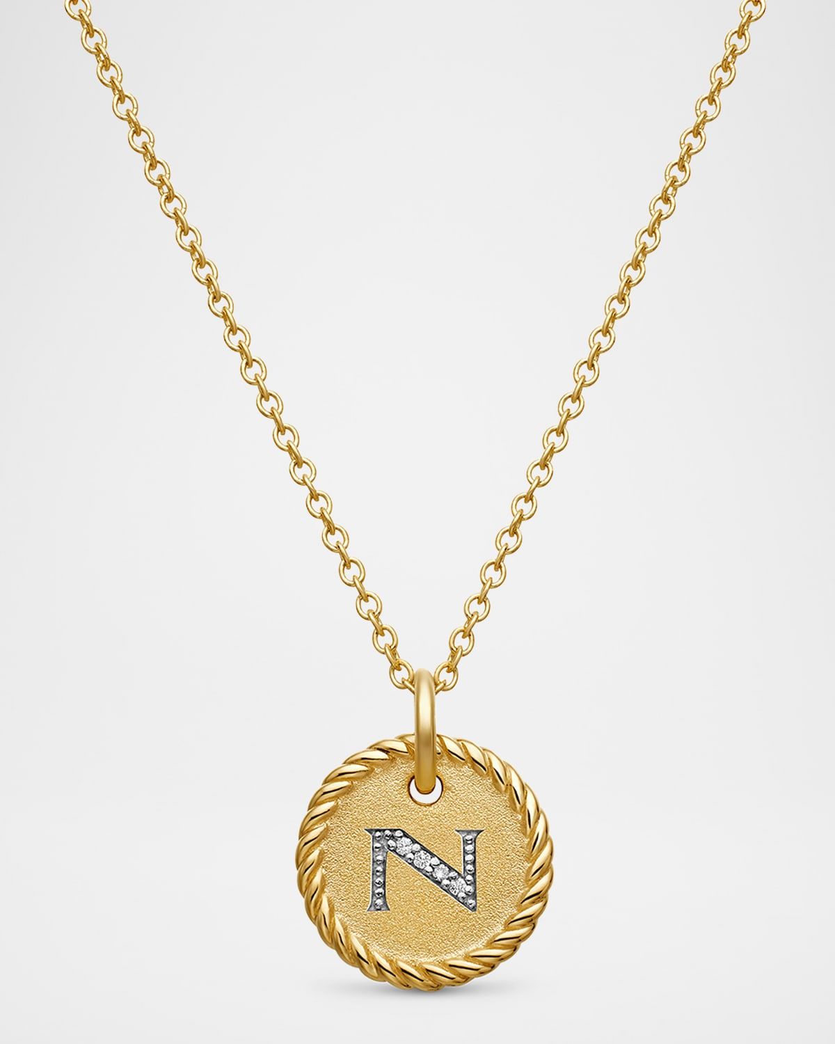 Cable Collectibles Initial Pendant Necklace with Diamonds in 18K Gold, 10mm, 16-18"L
