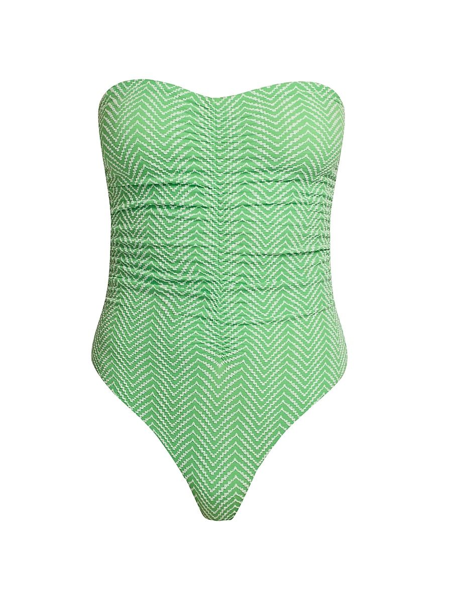 Women's Verde Chevron One-Piece Swimsuit - Green - Size Small