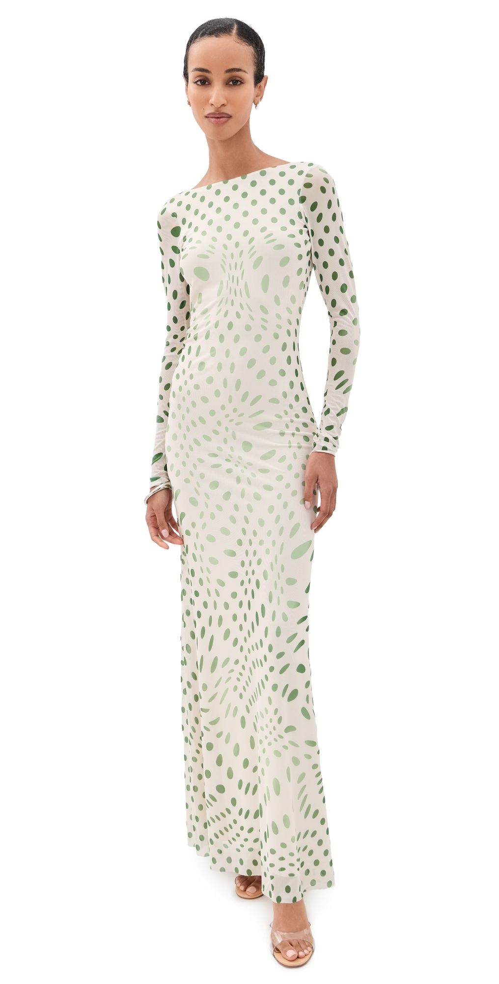 AFRM Talmo Dress Olive Shaping Dot XS