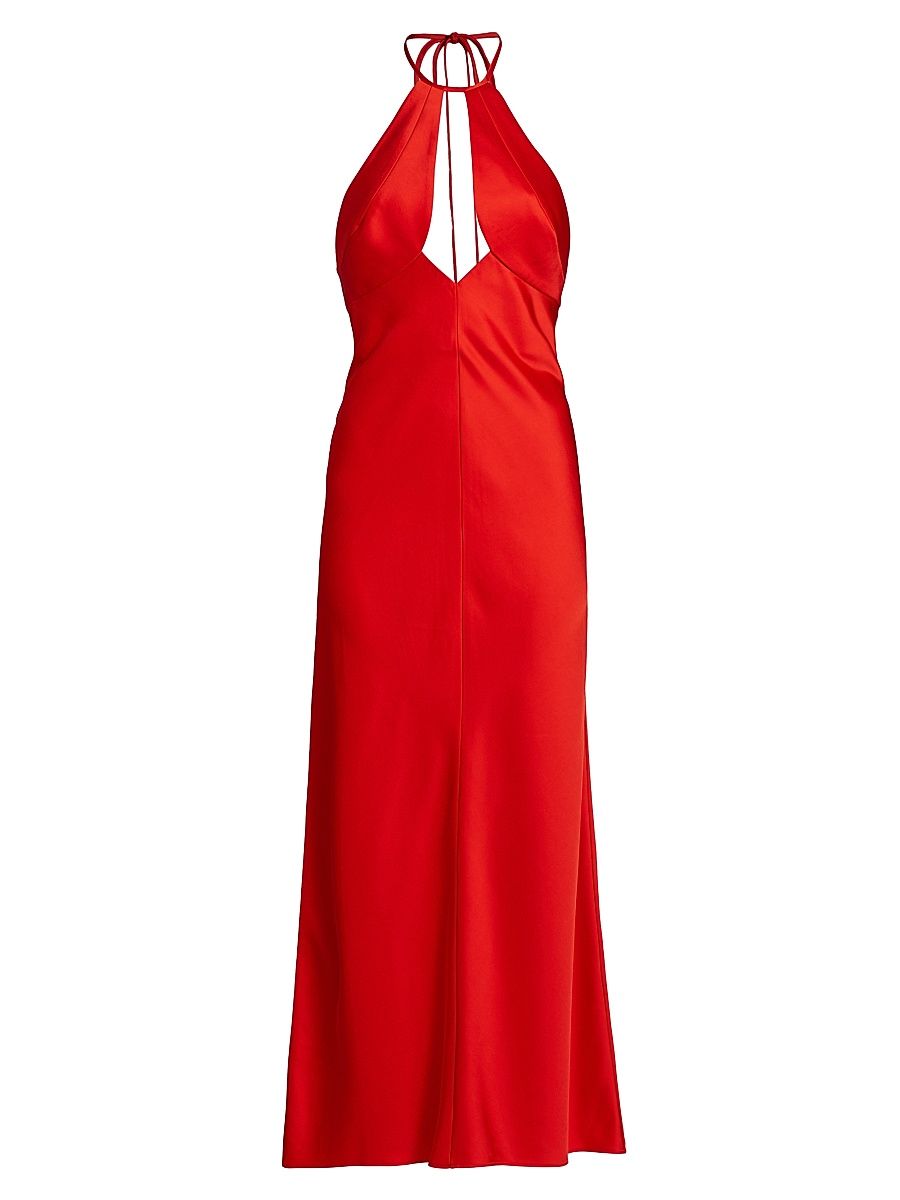 Women's Becca Satin Halterneck Midi-Dress - Chilli - Size 12