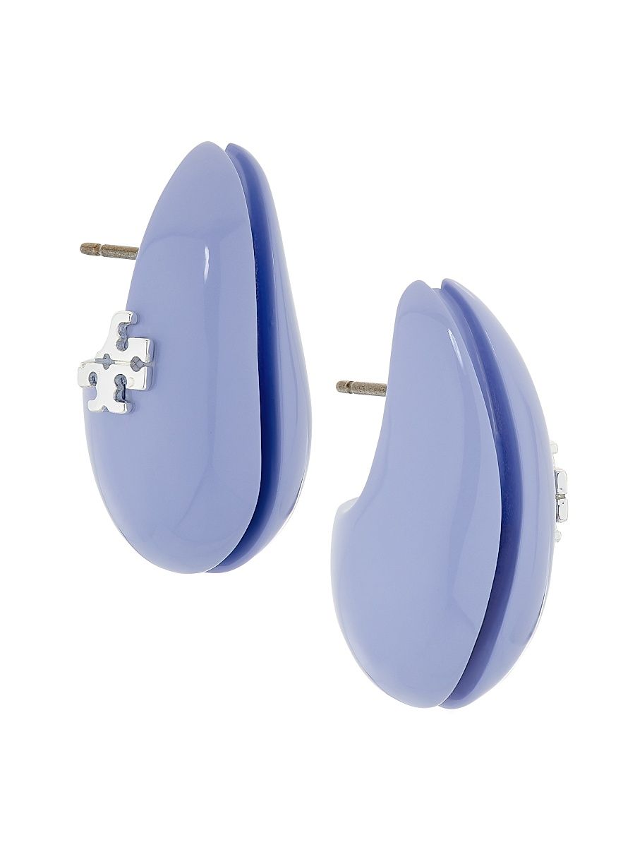 Women's Wave Silvertone & Resin Small Drop Earrings - Light Blue