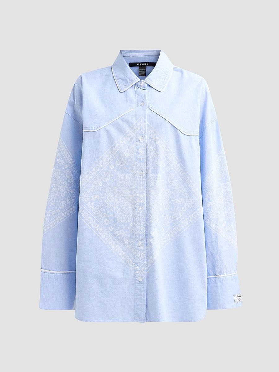 Women's Higher Than Heaven Astra Bandana Cotton Shirt - Blue - Size XS