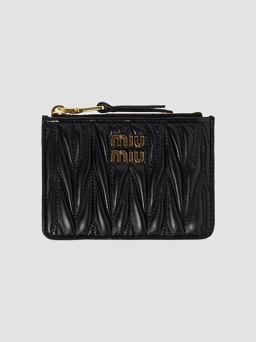 Miu Miu Women's Matelassé Nappa Leather Card Holder - Black