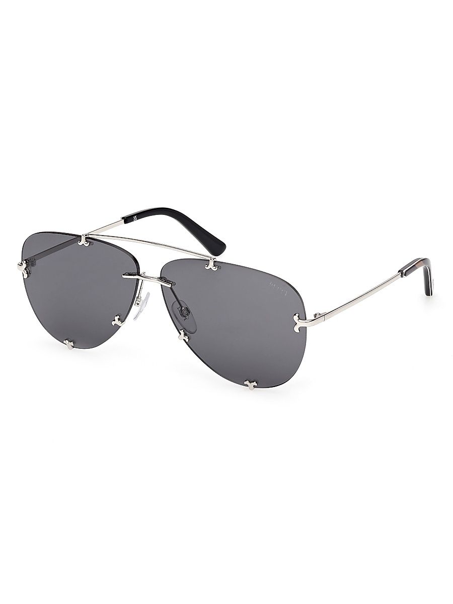 Women's 61MM Aviator Sunglasses - Silver Black Smoke