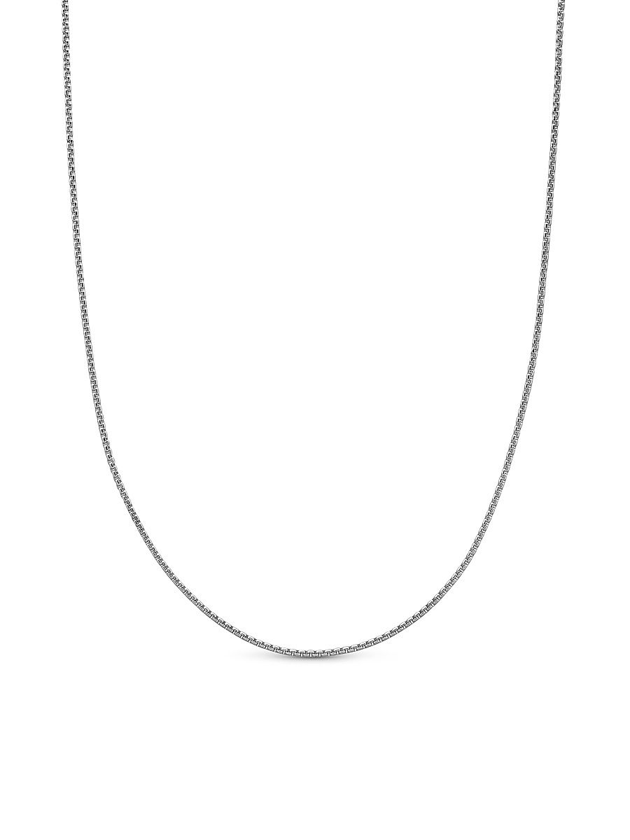 Men's Box Chain Necklace In 18K White Gold, 1.7mm - White Gold - Size 20