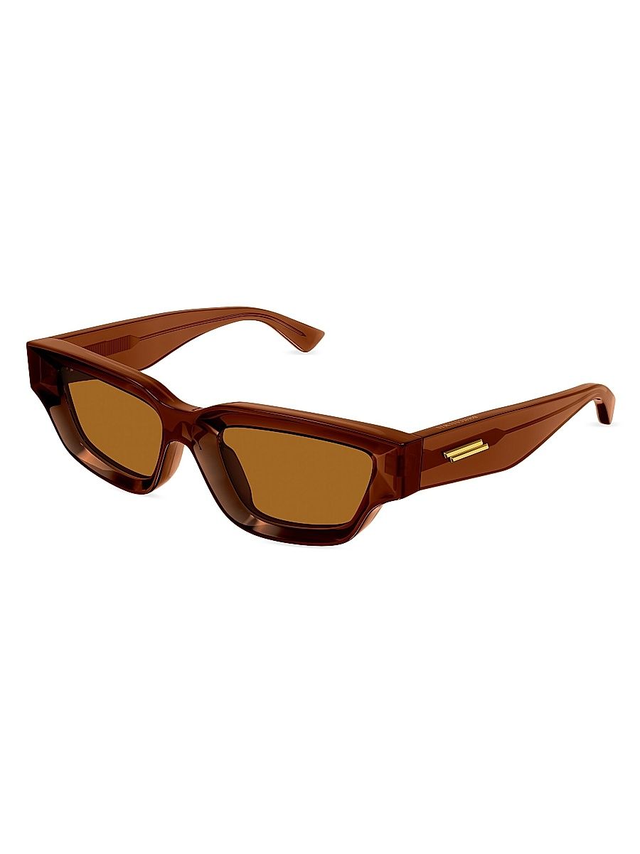 Men's Edgy 53MM Rectangular Sunglasses - Brown