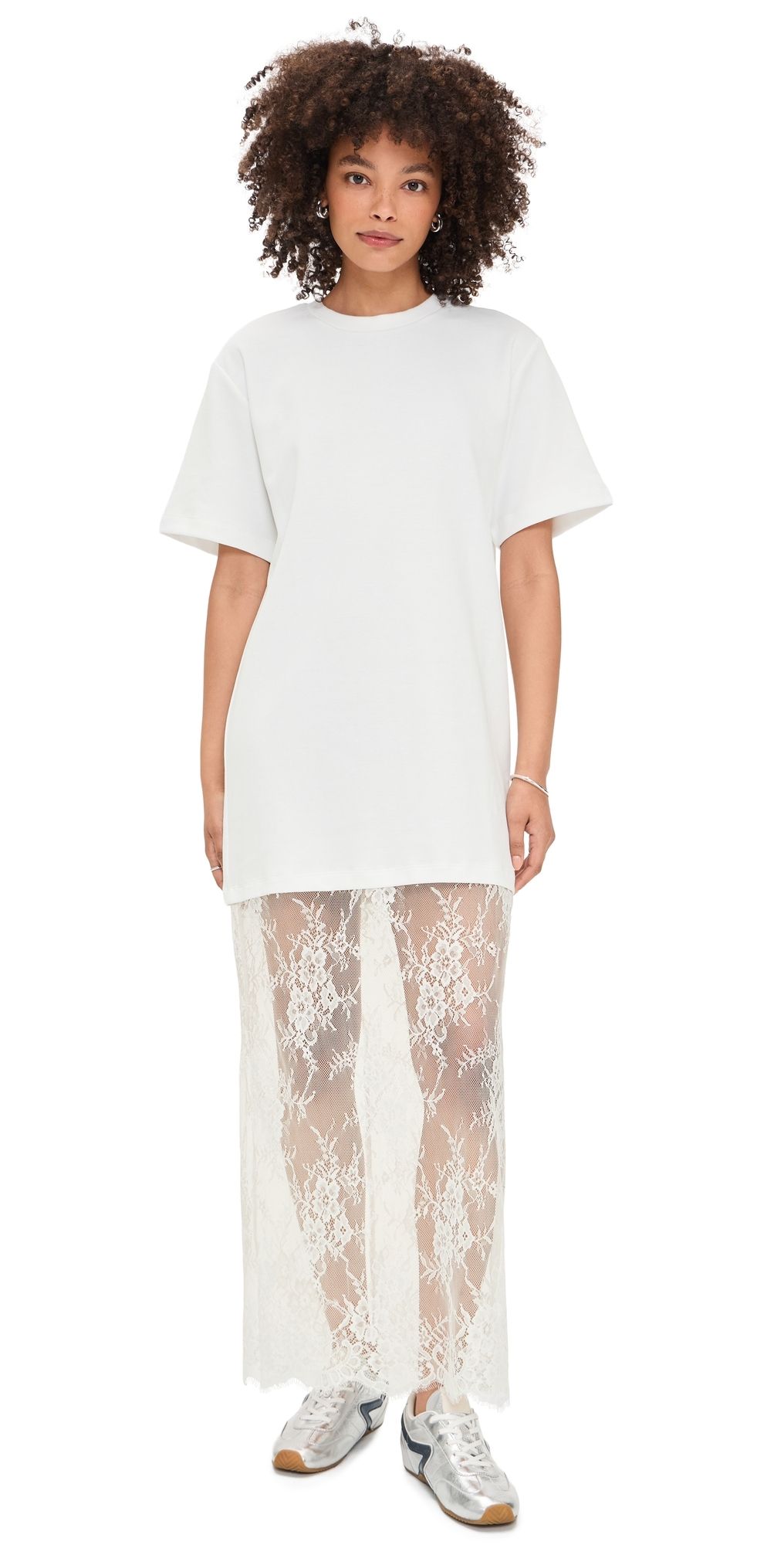 endless rose Mixed Media T-Shirt Dress White S