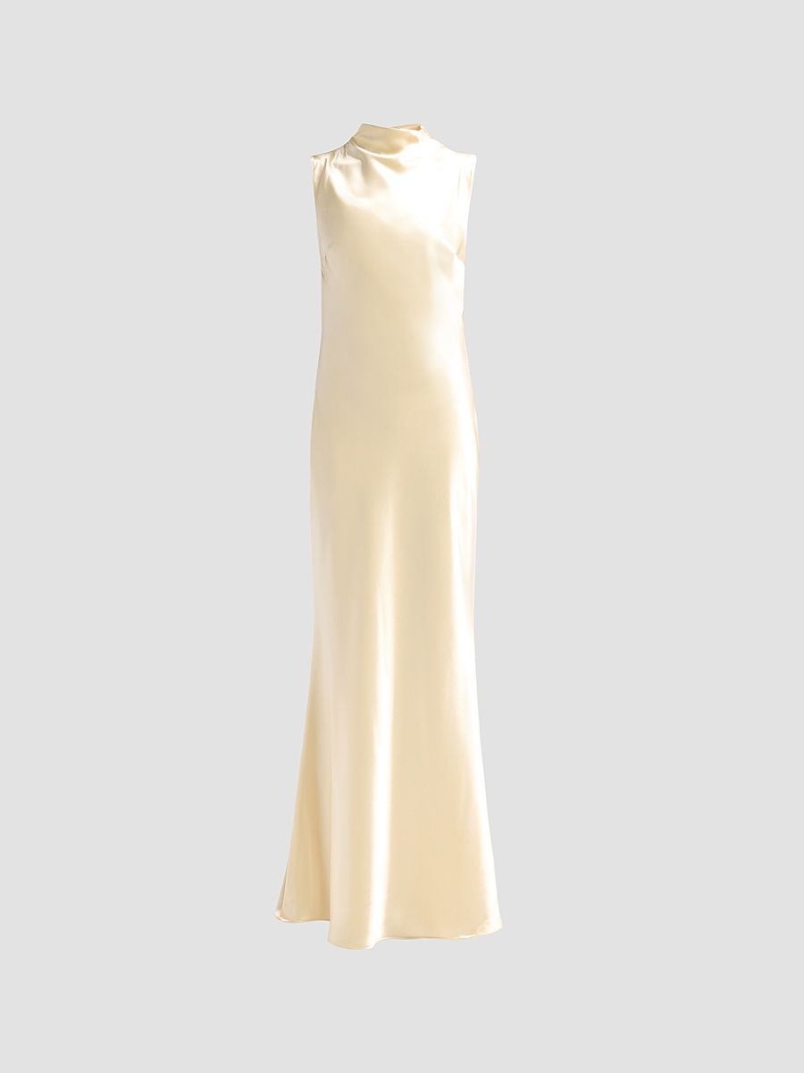 Women's Willa Satin High Neck Gown - Cream - Size 14